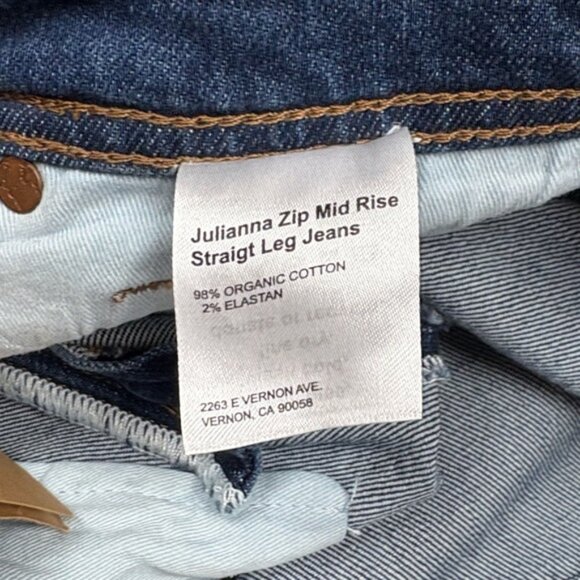 NWT Reformation Julianna Zip Straight Leg Mid-Rise Jeans Medium Wash Denim 28 - Picture 9 of 10